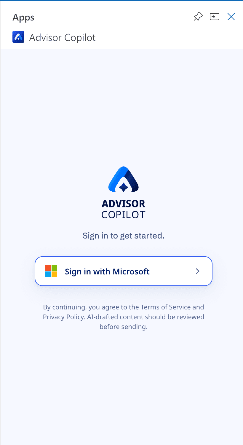 The sign-in screen as submitted: logo, 'Sign in to get started.' and a Sign in with Microsoft button.